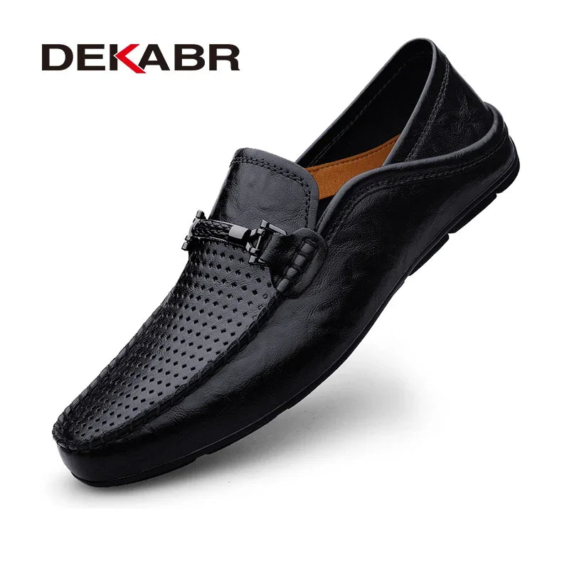 DEKABR Size 35-49 Luxury Men Loafers Soft Moccasins Summer Shoes High Quality Mens Shoes Casual Genuine Leather Driving Flats