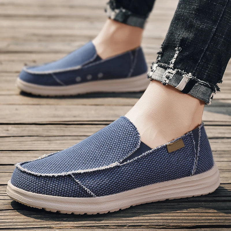 Chaussures d'été en toile denim pour hommes, respirantes, décontractées, antidérapantes, confortables, pour la conduite, grandes tailles 39-47