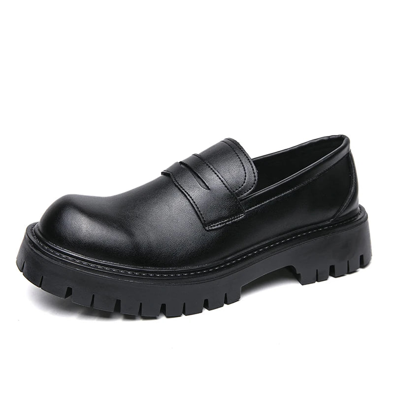 STRONGSHEN Men Leather Shoes Platform Casual Slip on Dress Casual Fashion Business Formal Wedding Shoes Outdoor Tenis Masculino