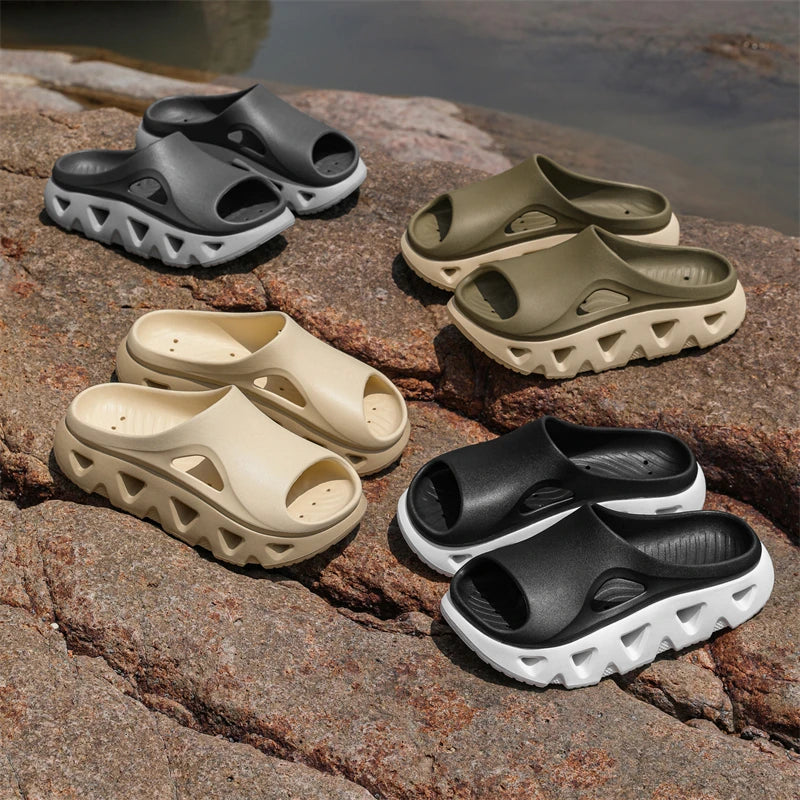 STRONGSHEN Trendy Men's Slippers Summer Outdoor Casual Thick Soft Platform Slippers Indoor Shower Bathroom Slippers Casual Shoes