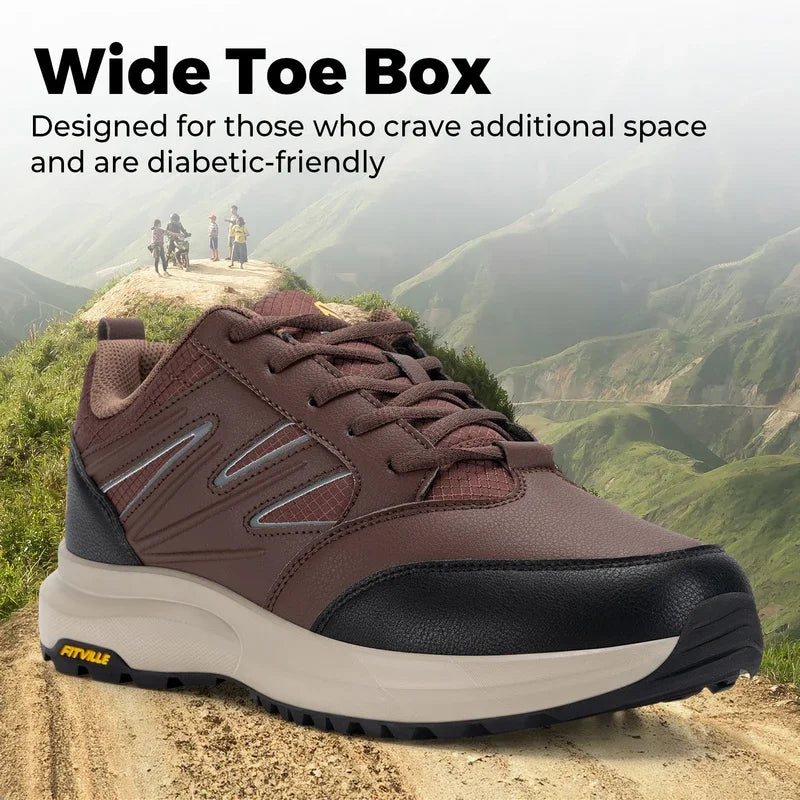 FitVille Men'S Widened Hiking Waterproof Outdoor Work Hiking Shoes With Arch Support To Relieve Heel Pain Lightweight Non-Slip