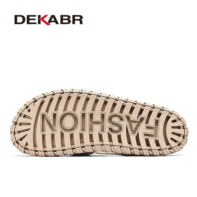 DEKABR Handmade Men Sandals Leisure Beach Shoes Fashion Boy Luxus Pu Leather Big Plus Size 38-46 Shoes Men