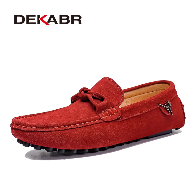 DEKABR Men Cow Suede Shoes Minimalist Bow Designer Fashion Ultra Light Breathable Quality Slip On Non-Slip Loafers Size 38-47