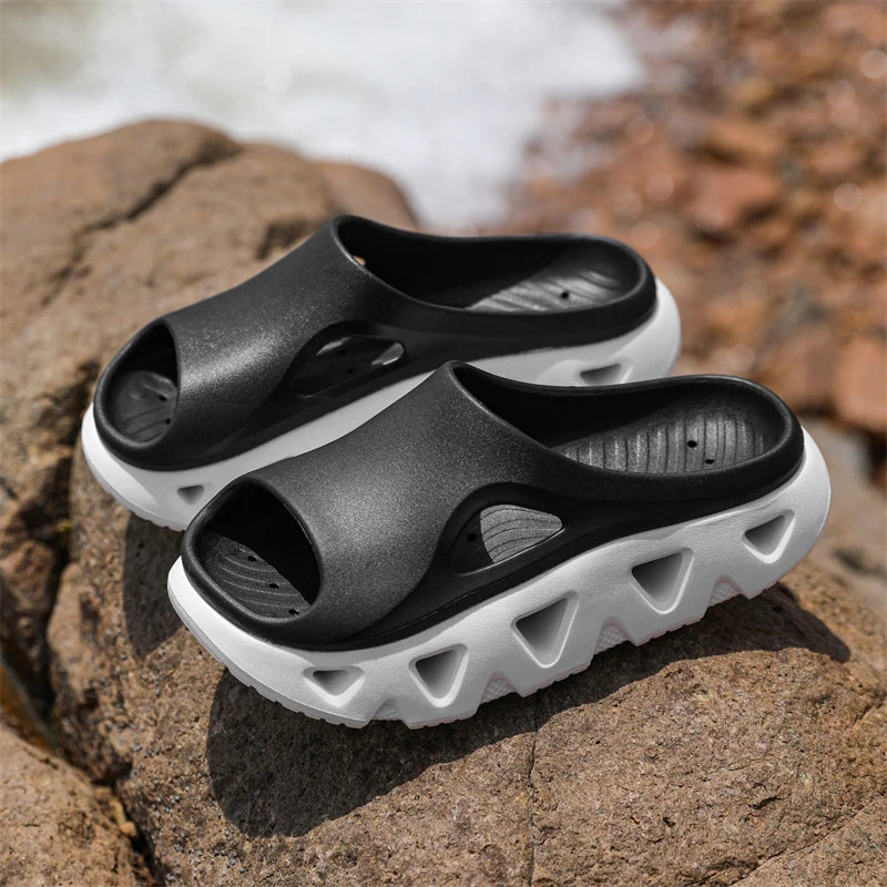 STRONGSHEN Trendy Men's Slippers Summer Outdoor Casual Thick Soft Platform Slippers Indoor Shower Bathroom Slippers Casual Shoes