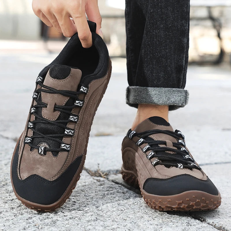 ﻿ Men Hiking Shoes Luxury Designer Climbing Trekking Sneakers for Men Leather Outdoor Couple Sports Work Man Shoes Plus Size 48