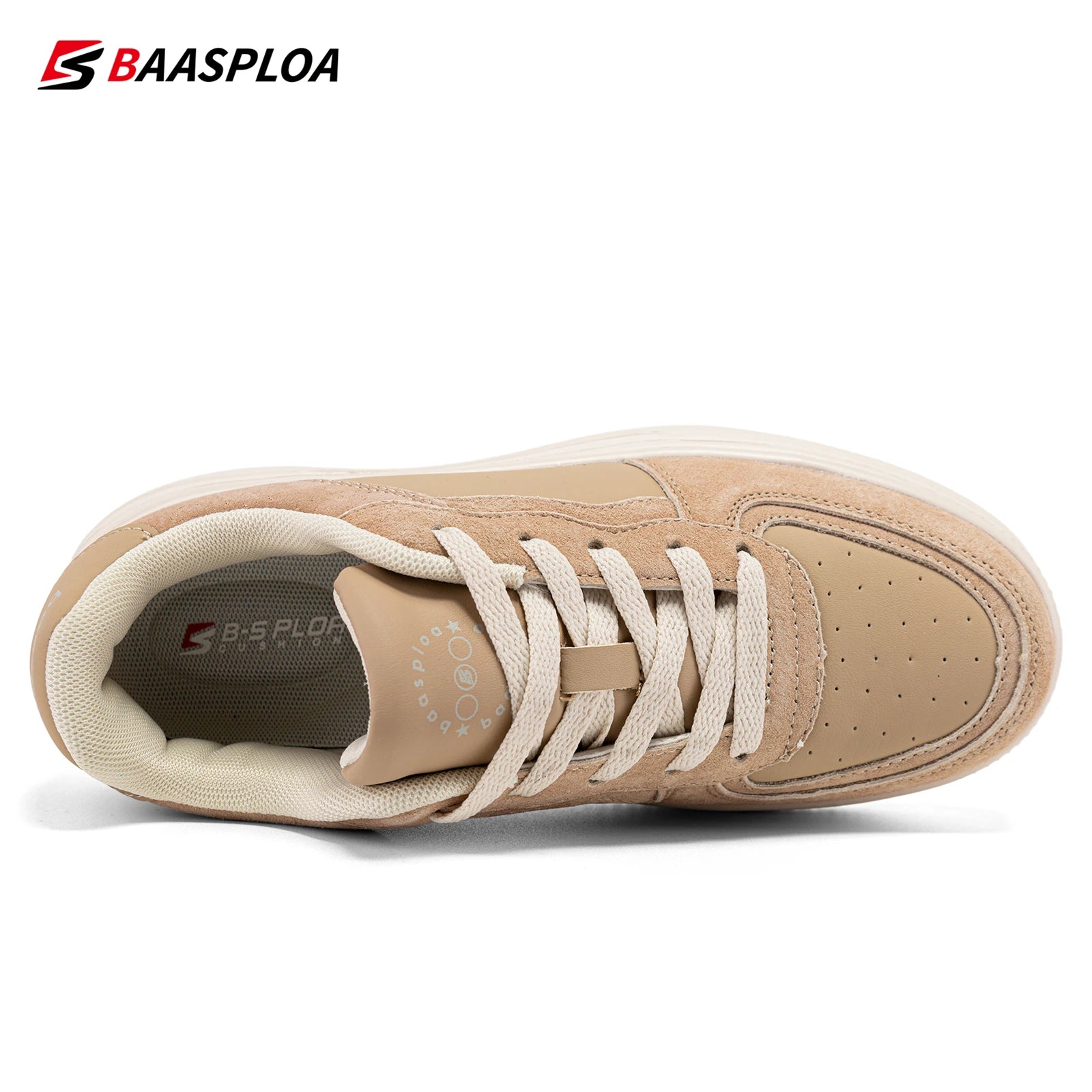 Baasploa Women Casual Walking Shoes Fashion Lightweight Leather Platform Shoes Female Outdoor Non-Slip Sneakers Free Shippi