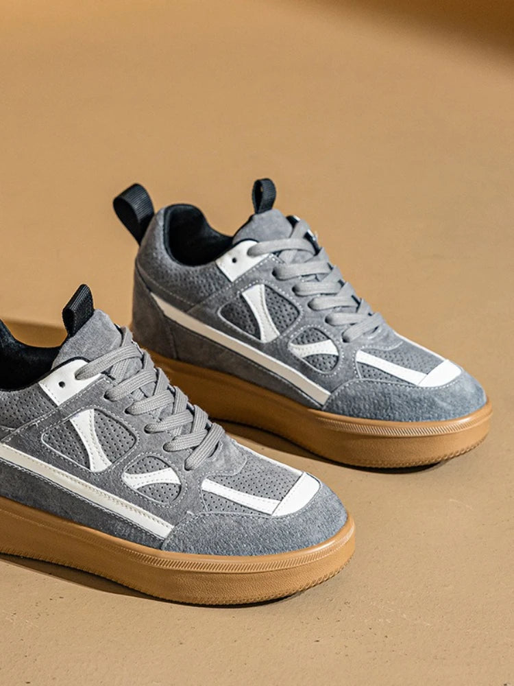 Fujin 8cm Platform Sneakers Genuine Leather Women Casual Shoes Chunky Sneakers Comfortable Non Slip for Walking with Dress