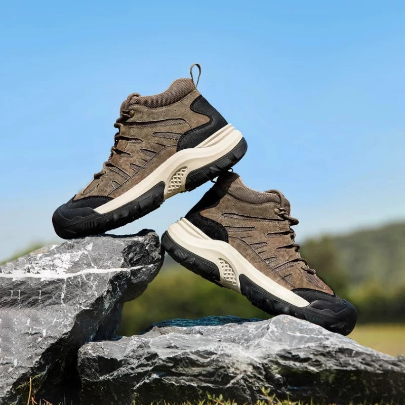 GOLDEN CAMEL Hiking Shoes Thick-Soled Men's Winter Boots Mid-top Trekking Shoes for Men 2024 New Casual Climbing Non-slip