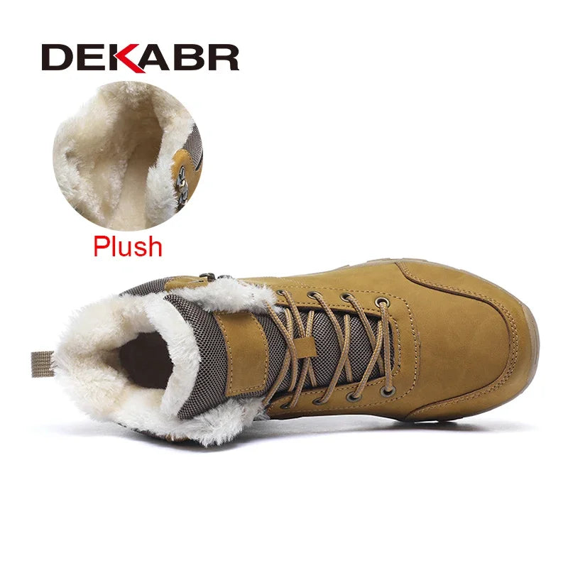 DEKABR Men's Ankle Boots Super Warm Snow Boots Winter Plush Non-Slip Comfortable Handmade Men's Winter Shoes Size 39-48