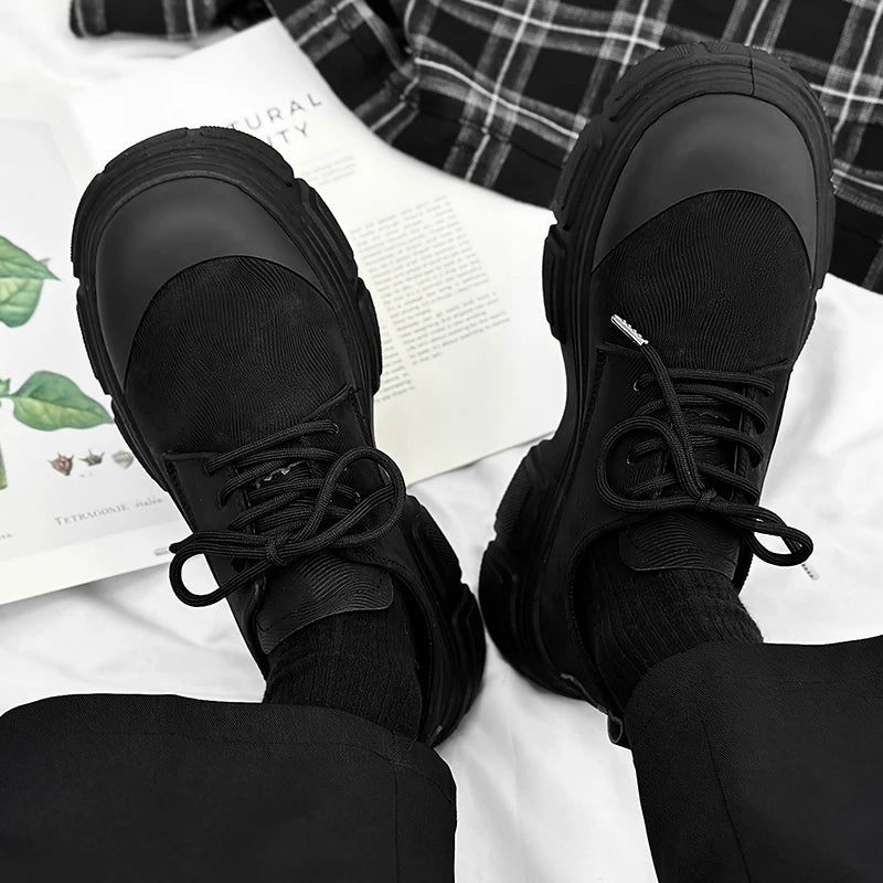 STRONGSHEN Mens Casual Shoes Thick Bottom Leather Shoes Men Sneakers Design High Quality Man Oxfords Shoes Formal Dress Footwear