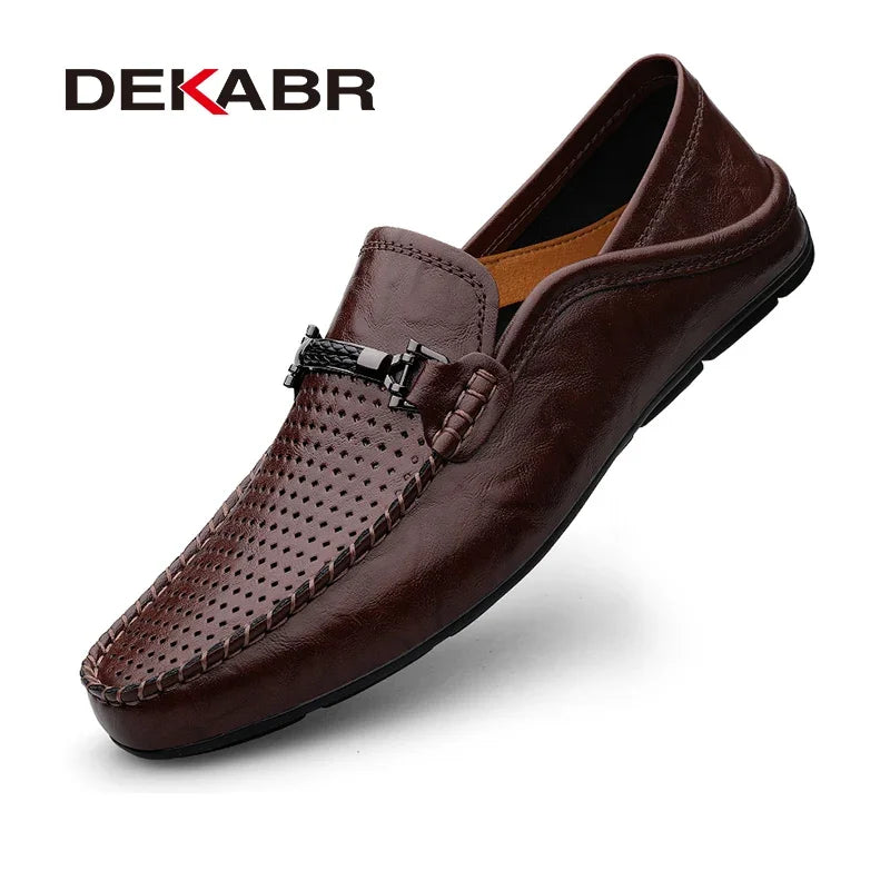 DEKABR Size 35-49 Luxury Men Loafers Soft Moccasins Summer Shoes High Quality Mens Shoes Casual Genuine Leather Driving Flats