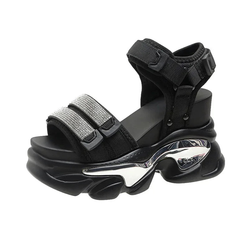 Fujin 10cm Women Summer Shoes Open Toe Platform Wedge Sandals Hook Loop Women Casual Shoes Beach Sandálias Das Mulheres