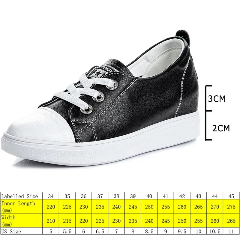 Fujin 5cm Genuine Leather Vulcanize Women Chunky Sneaker Spring Lace Up Platform Summer Autumn High Brand Comfy Loafer Shoes