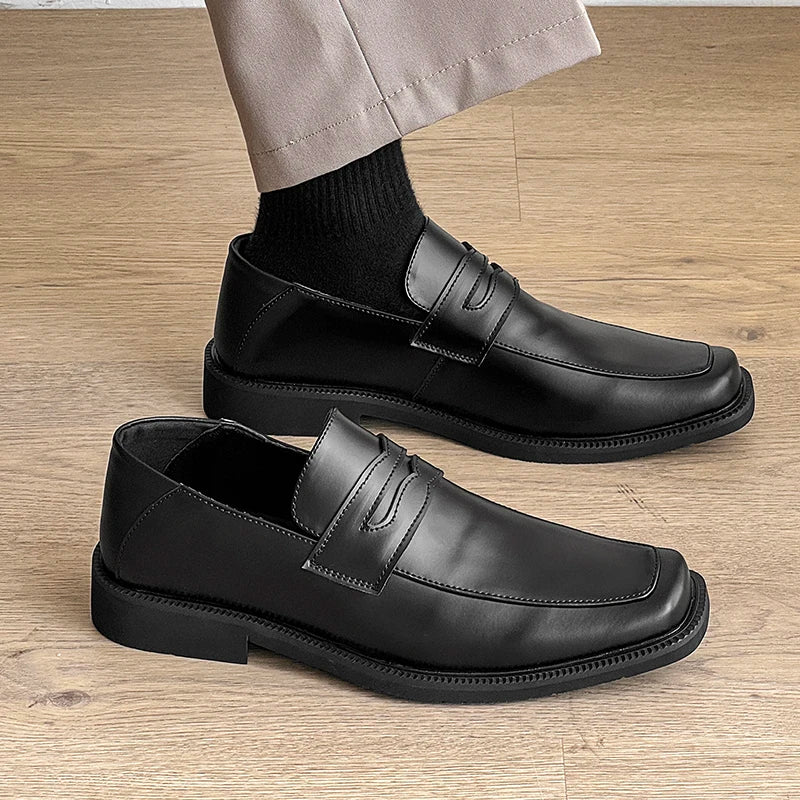STRONGSHEN Men Shoes Genuine Leather Comfortable Soft Sole Low Cut Loafers British Style Business Casual Leather Shoes Footwear