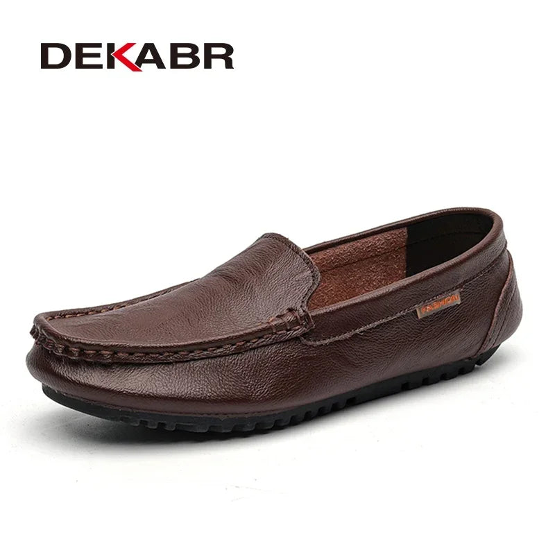 DEKABR Brand New Men Loafers Genuine Leather Flats Driving Casual Shoes Classic Comfortable Daily Working Fashion Men Shoes