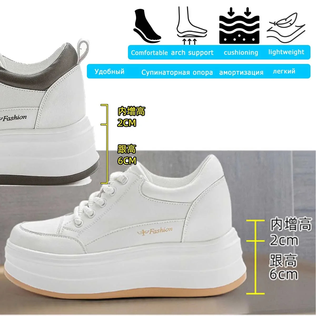 Fujin 8cm Genuine Leather Vulcanize Summer High Brand Comfy Chunky Sneaker Loafer Spring Autumn Platform Vulcanize Women Shoes