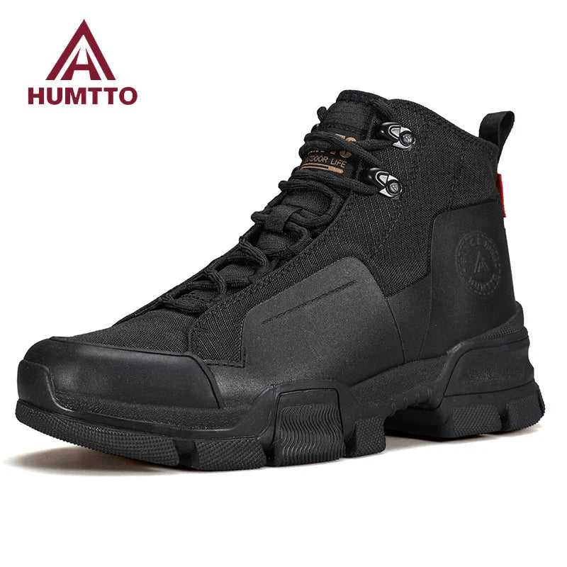 HUMTTO Chaussures de randonnée respirantes en cuir véritable pour hommes, chaussures de sport antidérapantes pour hommes, baskets de sécurité d'extérieur pour l'hiver