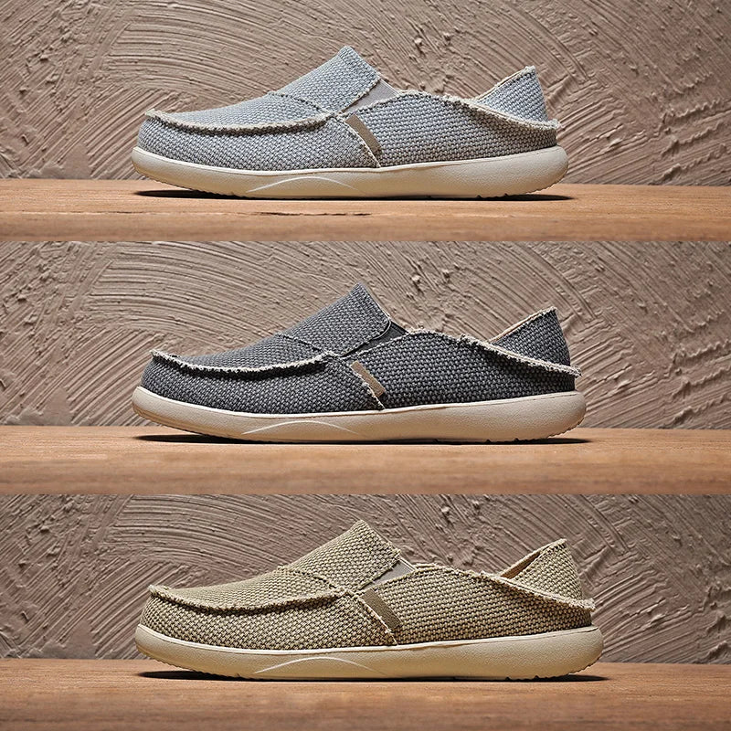 Chaussures décontractées confortables et légères pour hommes, nouvelle collection printemps-été, en toile, à enfiler, de marque, à la mode, mocassins plats