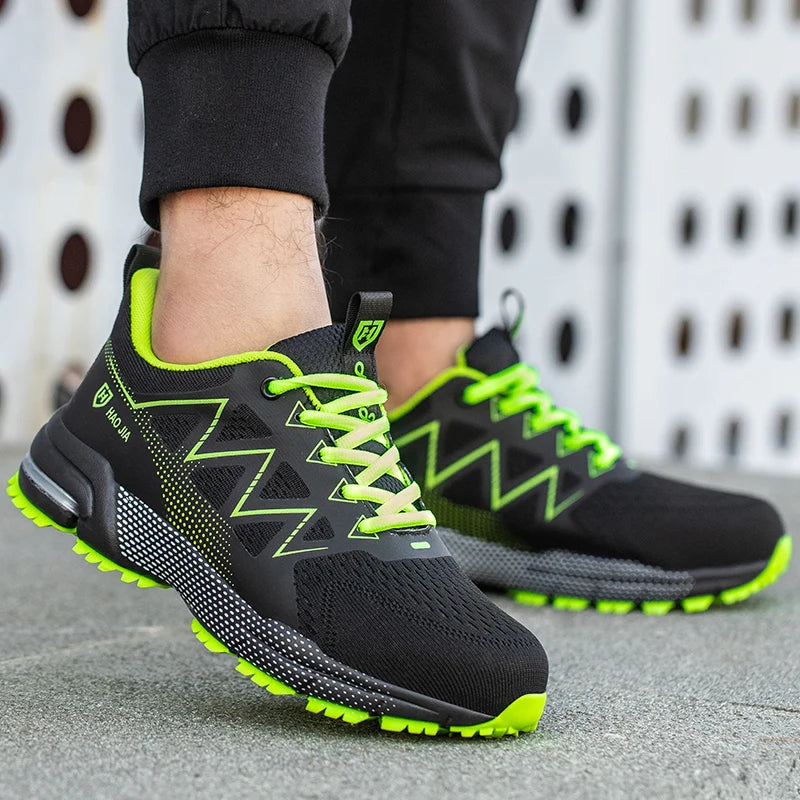 Chaussures de sécurité légères pour hommes, baskets à embout en acier, anti-coups de couteau et anti-écrasement, bottes de sécurité pour le travail, chaussures de travail tendance pour hommes, chaussures de protection