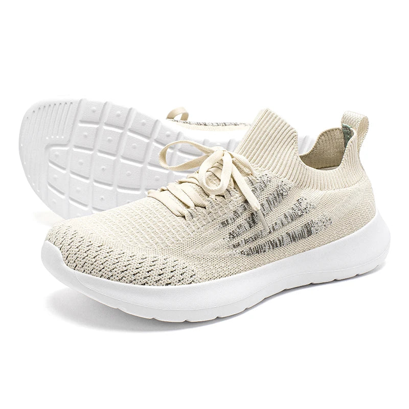 HOBIBEAR Unisex Running Sneakers Wide Toe Mesh Breathable Walking Shoes Non Slip Lace-Up Hiking Sneakers