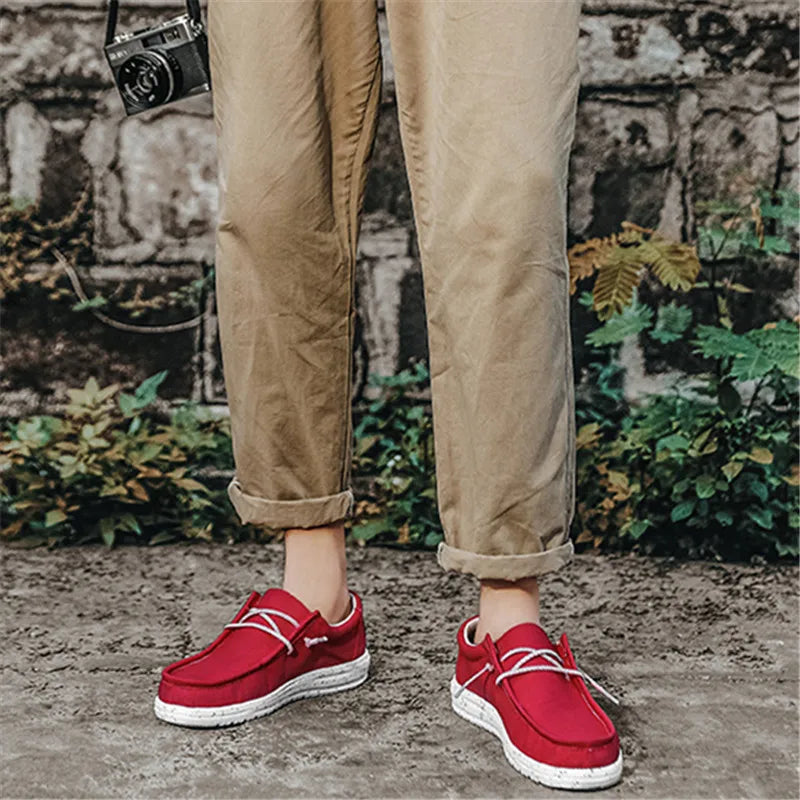Chaussures décontractées pour hommes, grandes tailles 40-48, baskets plates d'extérieur pour hommes, chaussures bateau légères, mocassins de conduite, chaussures respirantes en toile pour hommes