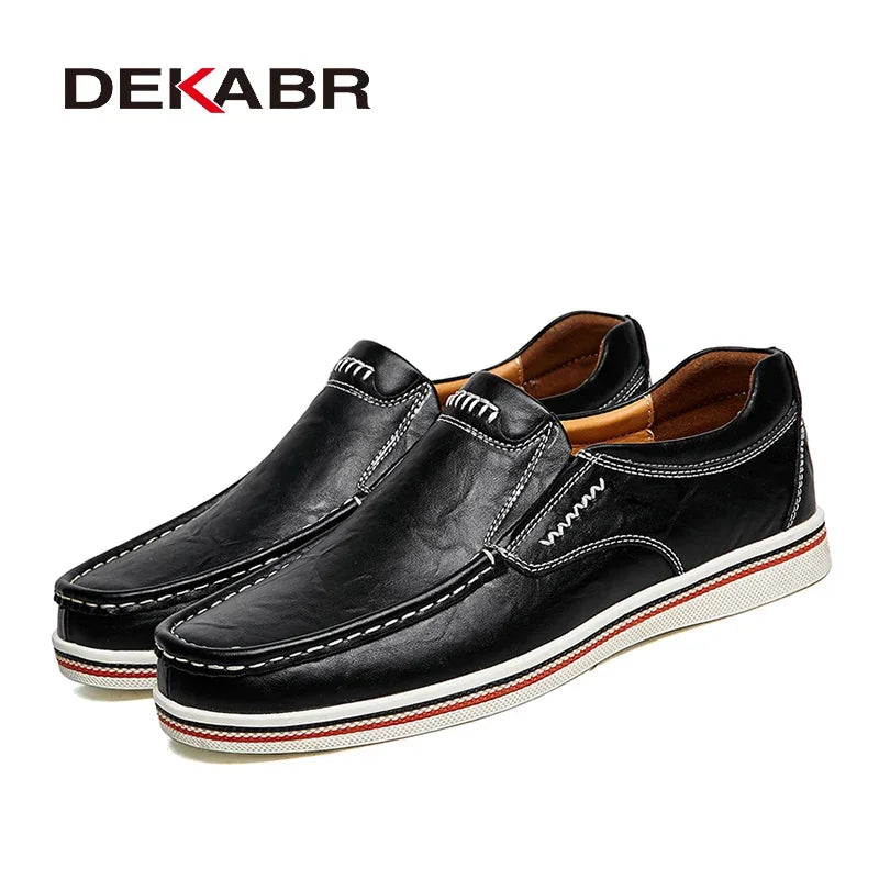 DEKABR Casual Men Shoes Handmade High Quality Cow Leather Fashion Slip On Loafers Flats Comfortable Breathable Driving Shoes