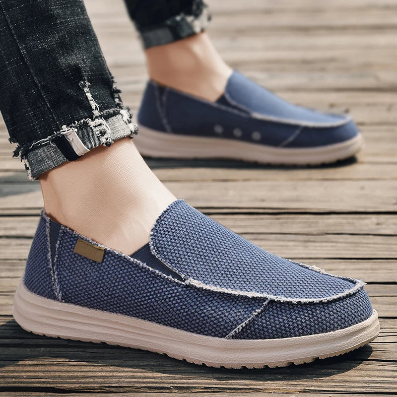 Chaussures d'été en toile denim pour hommes, respirantes, décontractées, antidérapantes, confortables, pour la conduite, grandes tailles 39-47