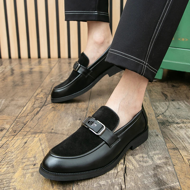 STRONGSHEN Men Leather Shoes Casual Slip-On Dress Loafers Business Shoes Wedding Party Shoes Oxfords Formal Shoes Moccasins