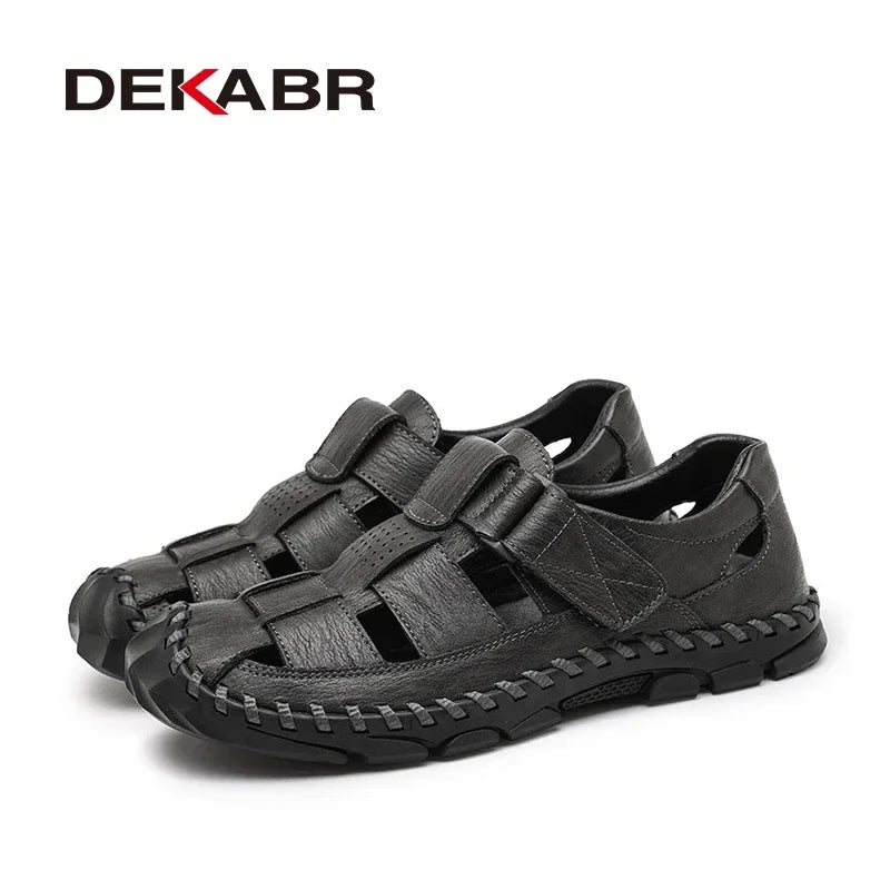 DEKABR Casual Shoes Men Sandals Leather Real Male Sandals Shoes Outdoor Mens Summer Sandals Fashion Comfortable Sandals