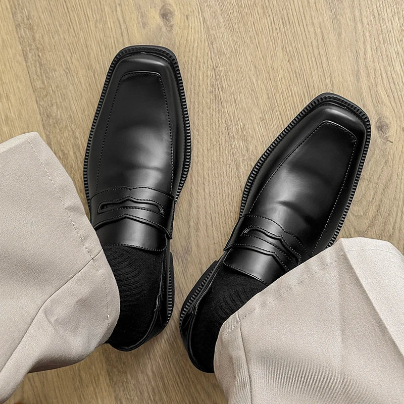STRONGSHEN Men Shoes Genuine Leather Comfortable Soft Sole Low Cut Loafers British Style Business Casual Leather Shoes Footwear