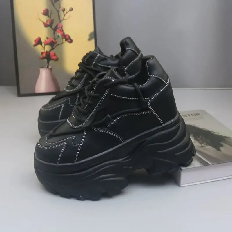 Fujin 10CM 12cm 14cm Suede Genuine Leather Fashion Autumn Chunky Sneakers Women Causal Flats Platform Wedge Spring Shoes