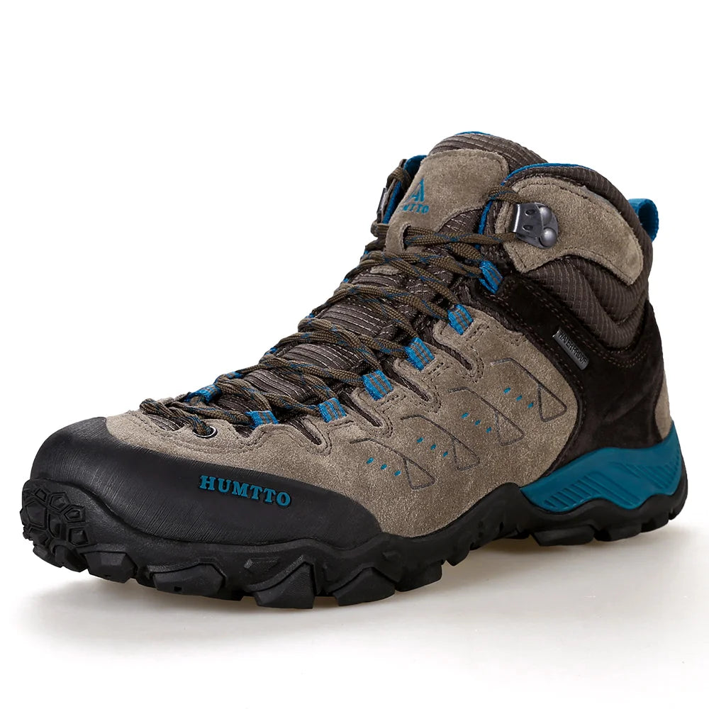 HUMTTO Hiking Shoes Genuine Leather Men's Sports Shoes Non-slip Winter Outdoor Safety Sneakers Breathable Trekking Boots for Men