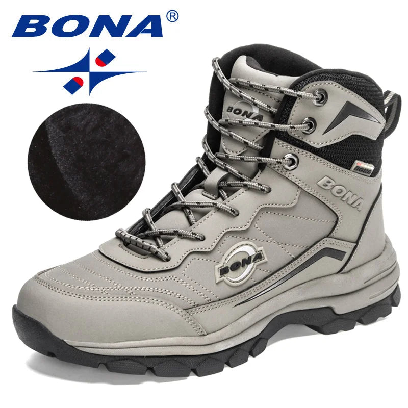 BONA  New Designers Nubuck Winter Warm Plush Outdoor Snow Boots Men Work Casual Shoes Man Non-slip Hiking Shoes Mansculino