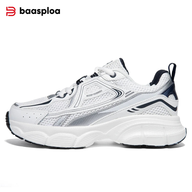 Baasploa Women Sports Shoes Outdoor Breathable Non-slip Jogging Sneakers Female Lightweight Mesh Lace-up Retro Running Shoes