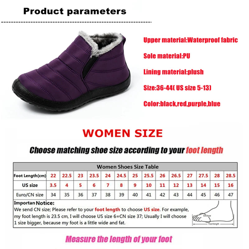 WOIZGIC Waterproof Snow Female Mother Women's Shoes Platform Ankle Boots Winter Autumn Plush Fur Warm Non-Slip Soft Botas Mujer
