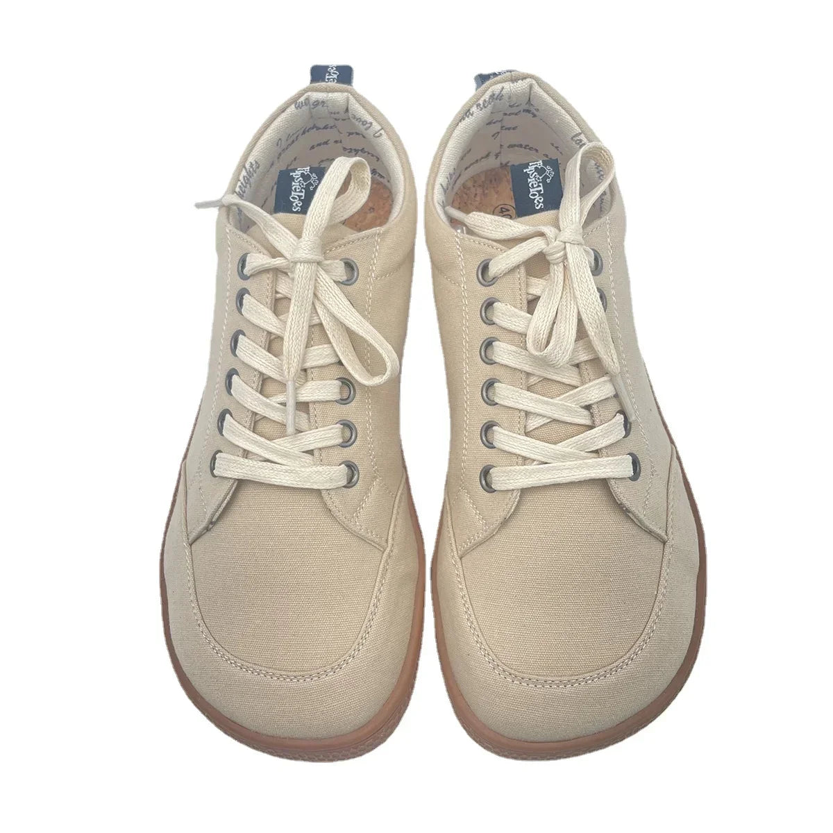 Tipsietoes 2025 Natural 100% Cotton Canvas Barefoot Women Lace Sneaker With Flat Soft Zero Drop Sole Wider Toe Box Light Weight