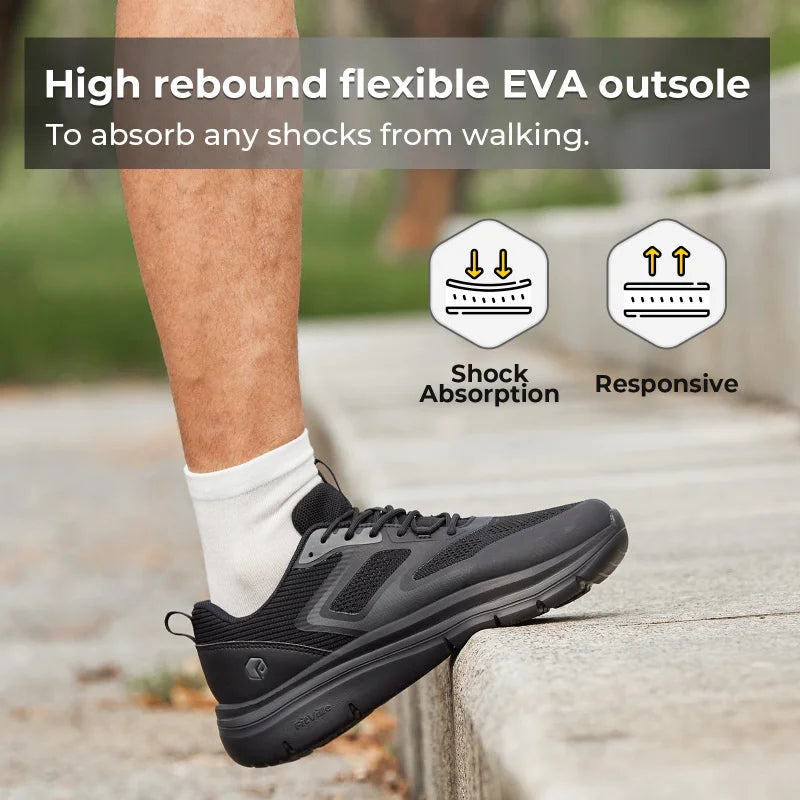 FitVille Men'S Wide Toe Walking Shoes Lightweight Non-Slip Walking Tennis Shoe Cushioning Slip-On Comfortable Relieve pain