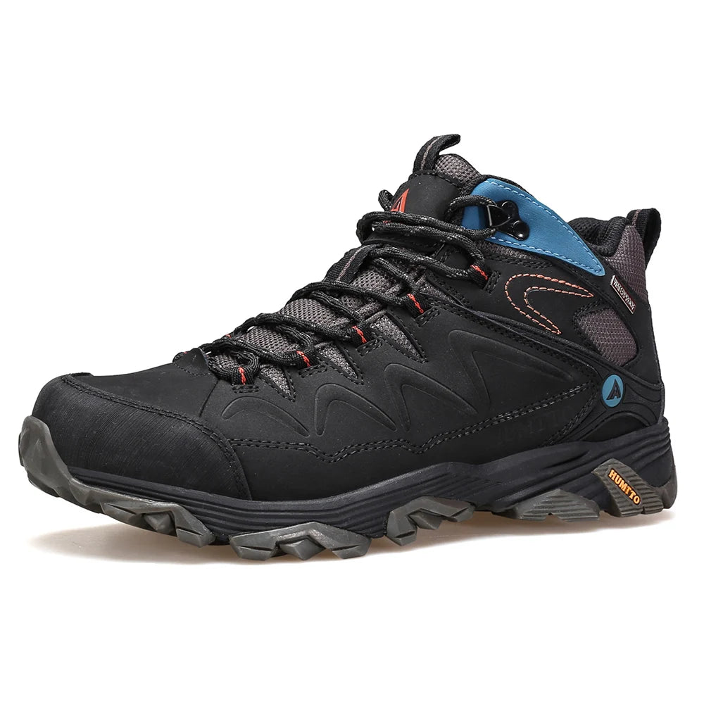 HUMTTO Hiking Shoes Genuine Leather Men's Sports Shoes Non-slip Winter Outdoor Safety Sneakers Breathable Trekking Boots for Men