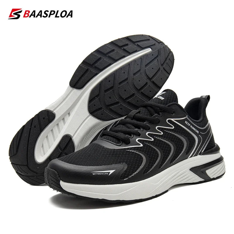 Baasploa Men's Running Shoes New Spring Lightweight Breathable Non Slip Sneakers Male Outdoor Mesh Lace-Up Casual Sports Shoes