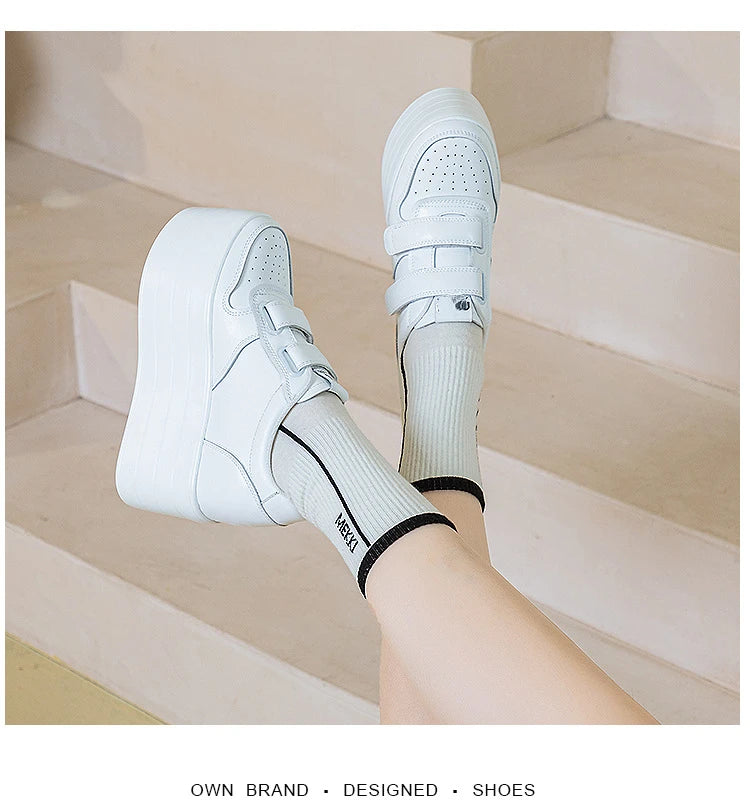 Fujin 12cm Synthetic Genuine Leather 2024 Boot Ankle Women Autumn Spring Cowboy Platform Wedge High Brand Chunky Sneaker Shoes