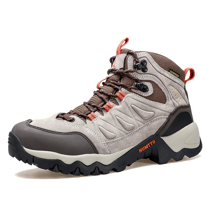 HUMTTO Shoes for Men Genuine Leather Hiking Men's Sports Shoes Non-slip Winter Outdoor Safety Sneakers Breathable Trekking Boots