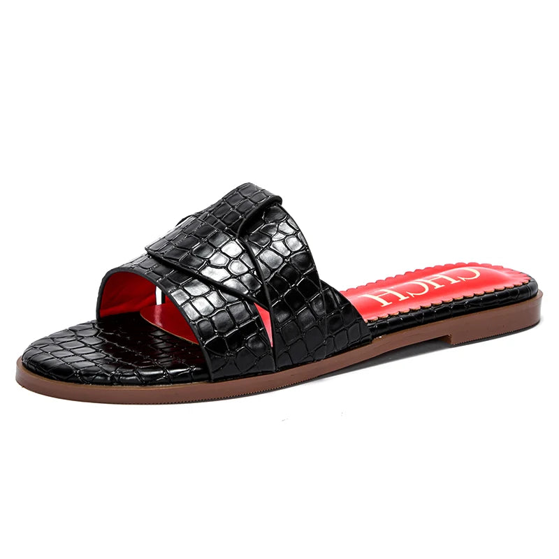 Women's Slippers PU Material Outdoor Flat Bottom Beach Tourism Summer Women's Slippers luxury brand 2024 summer