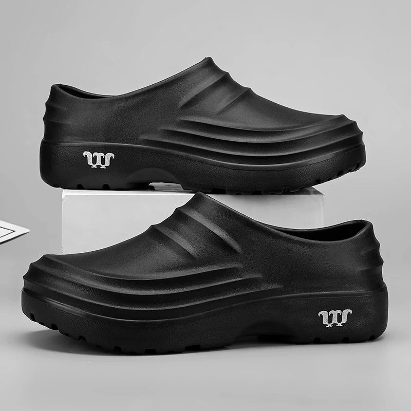 Chef Shoes for Men Women Soft Rubber Sandals Garden Shoes Without Holes Clogs Kitchen Hotel Working Big Size 47 48