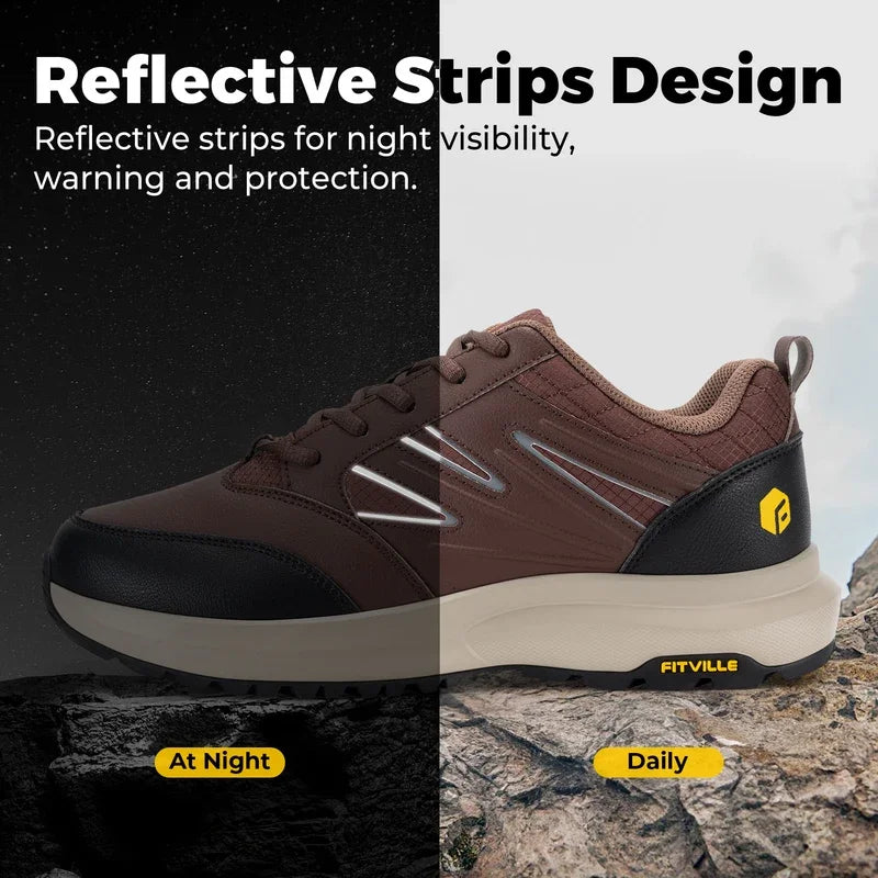 FitVille Men'S Widened Hiking Waterproof Outdoor Work Hiking Shoes With Arch Support To Relieve Heel Pain Lightweight Non-Slip