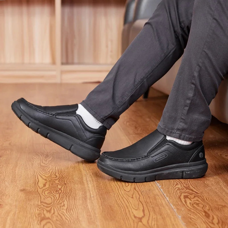 Fitville Men'S Shoes Wide Width Leather Slip-On Casual Shoes Lightweight For Swollen Feet With Arch Support Pain Relief