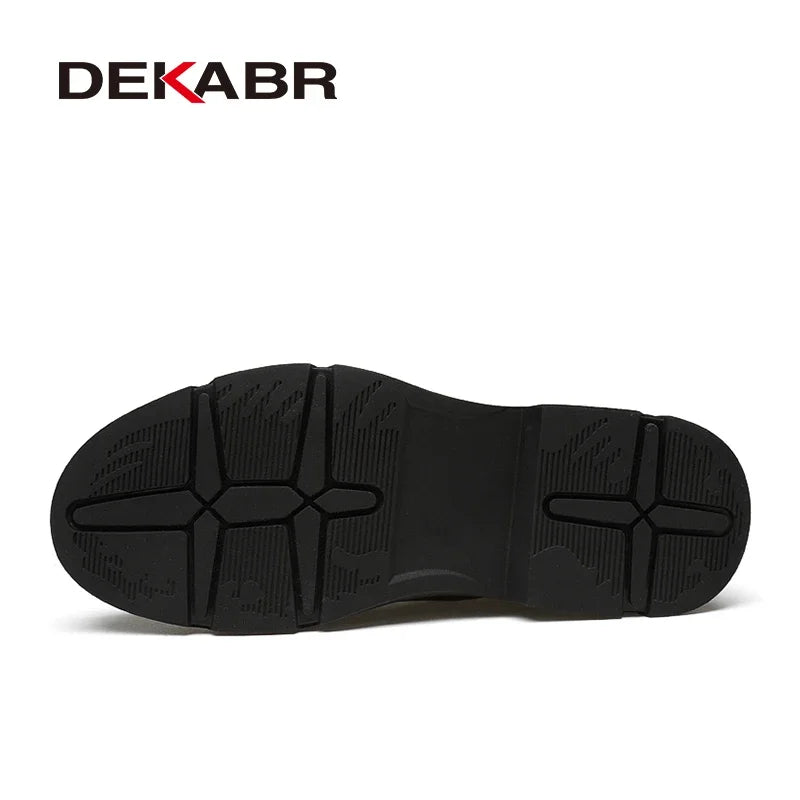 DEKABR Fashion Winter Warm Fur Plus Ankle Boots Casual Outdoor Business Working Snow Boots Genuine Leather Boots