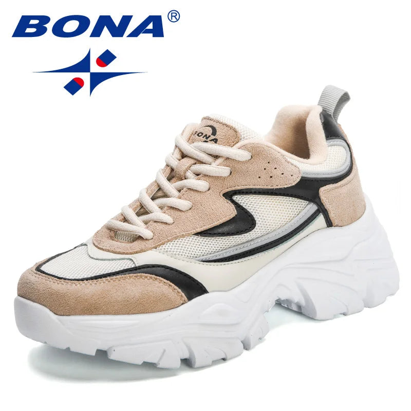 BONA 2023 New Designers Breathable Outdoor Light Weight Sneakers Women Platform Walking Shoes Ladies Feminino  Mujer