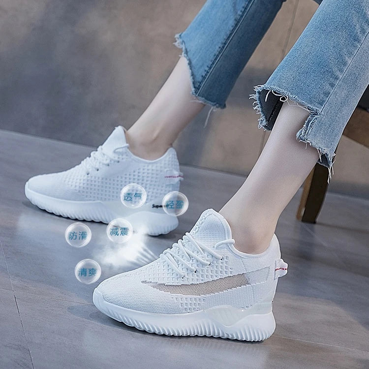 Fujin 2024 Women Summer Shoes New Sock Sneakers Platform Wedge Heel Dad Shoes Chunky Sneakers Pumps Breathable Comfy Shoes
