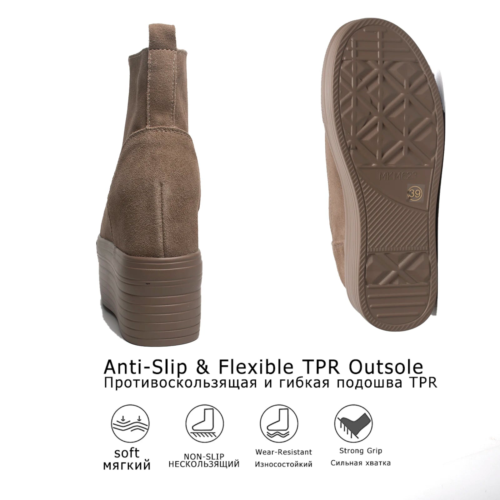 Fujin 12cm Suede Genuine Leather Platform Boots Women Female Spring Autumn Wedge Boots Women Winter Boots Ankle Shoes High Top