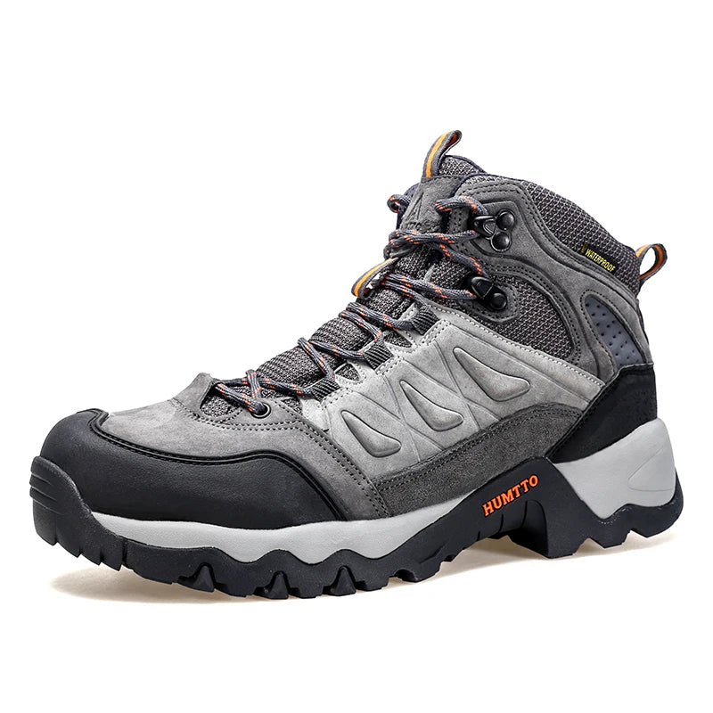 HUMTTO Shoes for Men Genuine Leather Hiking Men's Sports Shoes Non-slip Winter Outdoor Safety Sneakers Breathable Trekking Boots